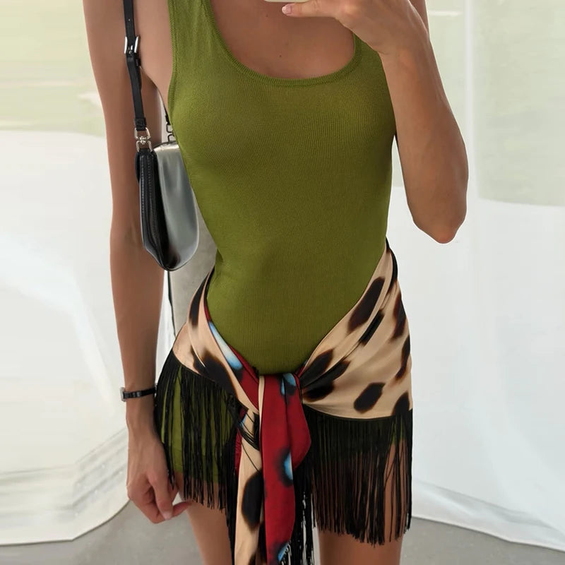 Leopard Print Shawl Wrap Skirt