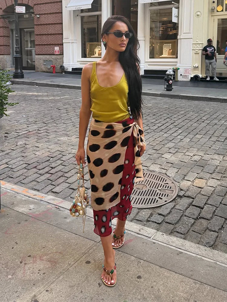 Leopard Print Shawl Wrap Skirt