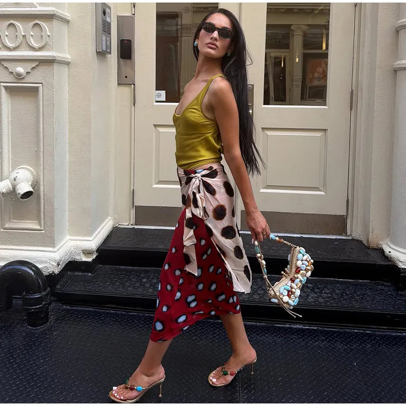 Leopard Print Shawl Wrap Skirt