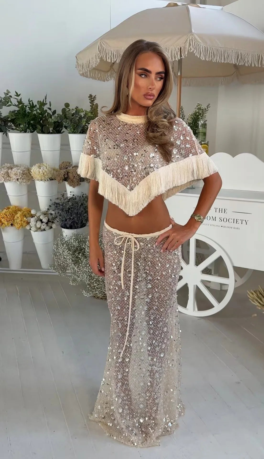 Silver Sequin 2-Piece Set